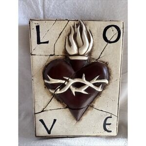 Sid Dickens Memory  Tile Block  "Sacred Heart Red" Love Retired 8"x6"